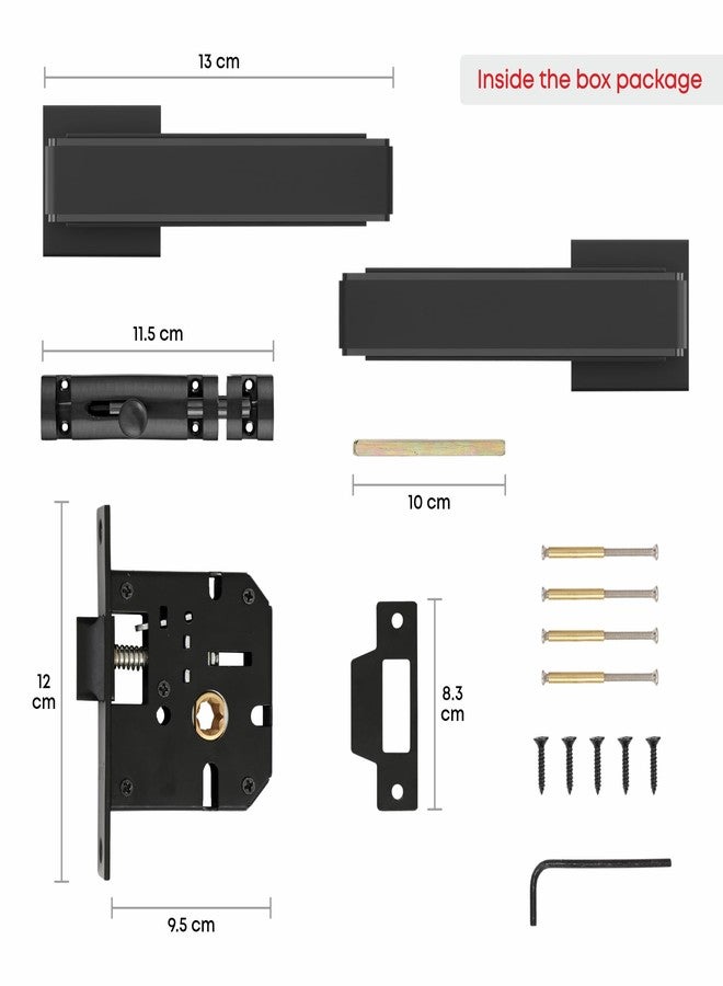 LAPO قفل باب شديد التحمل من لابو للحمام، طقم مقبض قفل نقر بدون مفتاح مع مزلاج وجسم قفل، طقم مقبض قفل باب الشرفة للمخازن والمكاتب والفنادق (لون أسود، ضمان 3 سنوات) Ro-1036 - Image 5